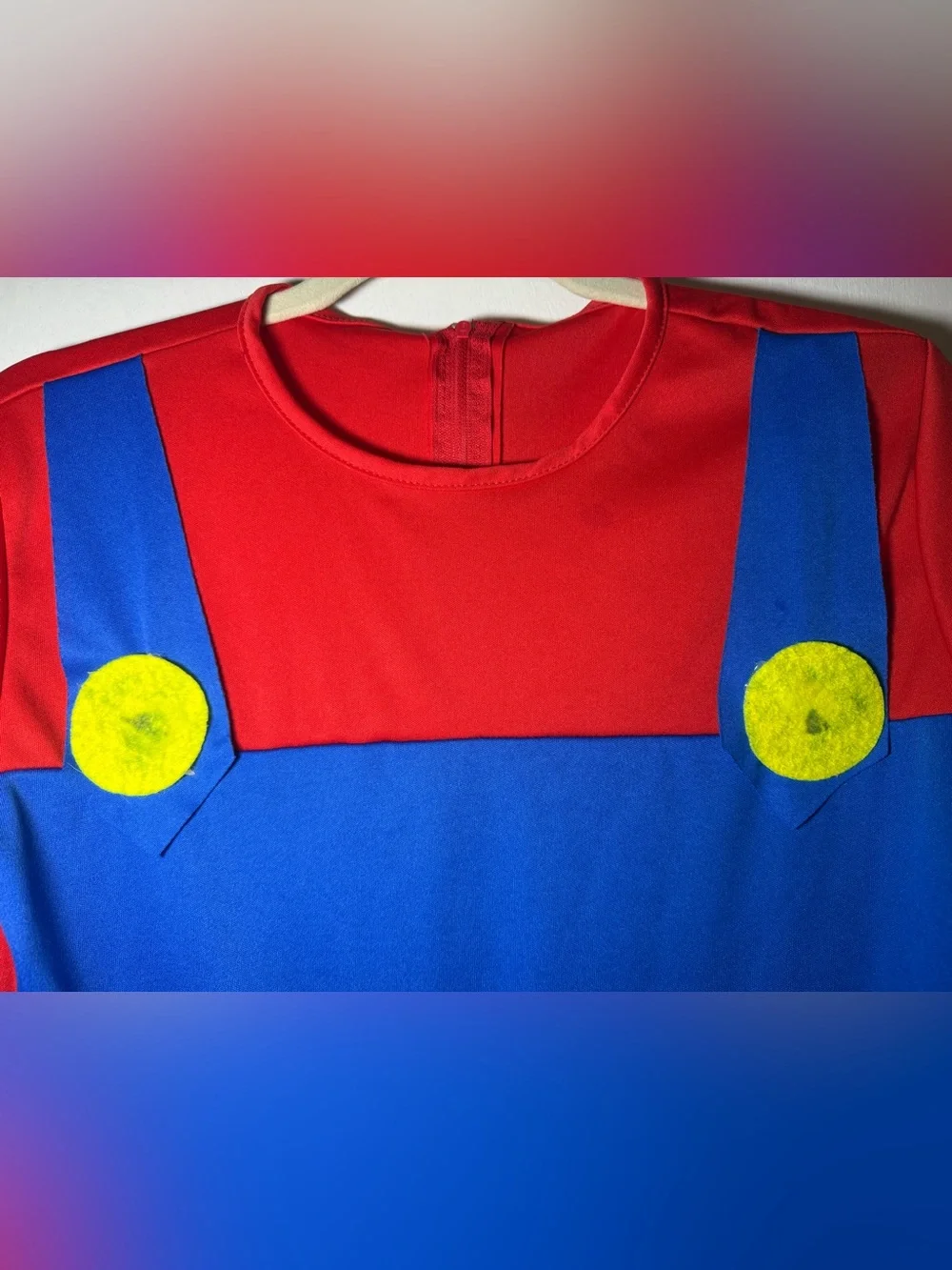 Super Mario Inspired Red Blue One Piece Kids Costume Stretch Jumpsuit Size XL